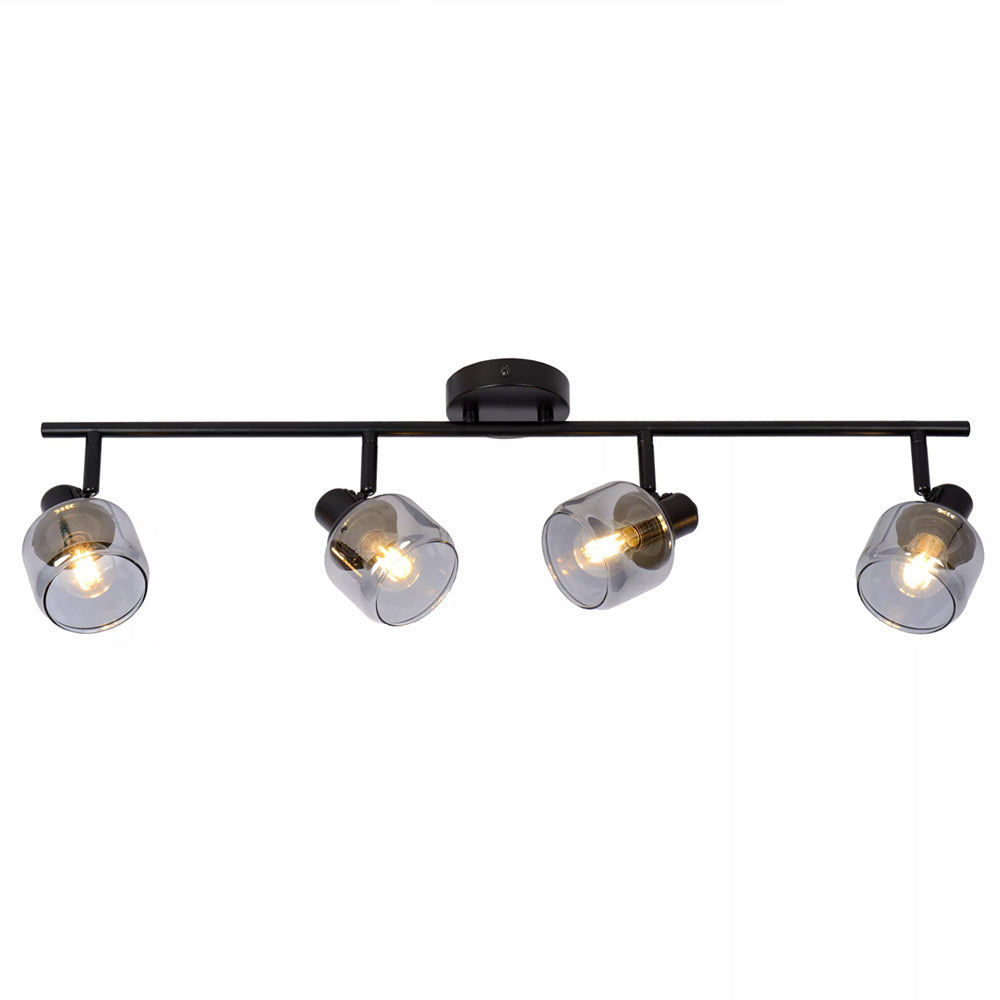 Lampara de techo metal negro vidrio humo 75x16.5cm  4x40W E14 - LULT0004