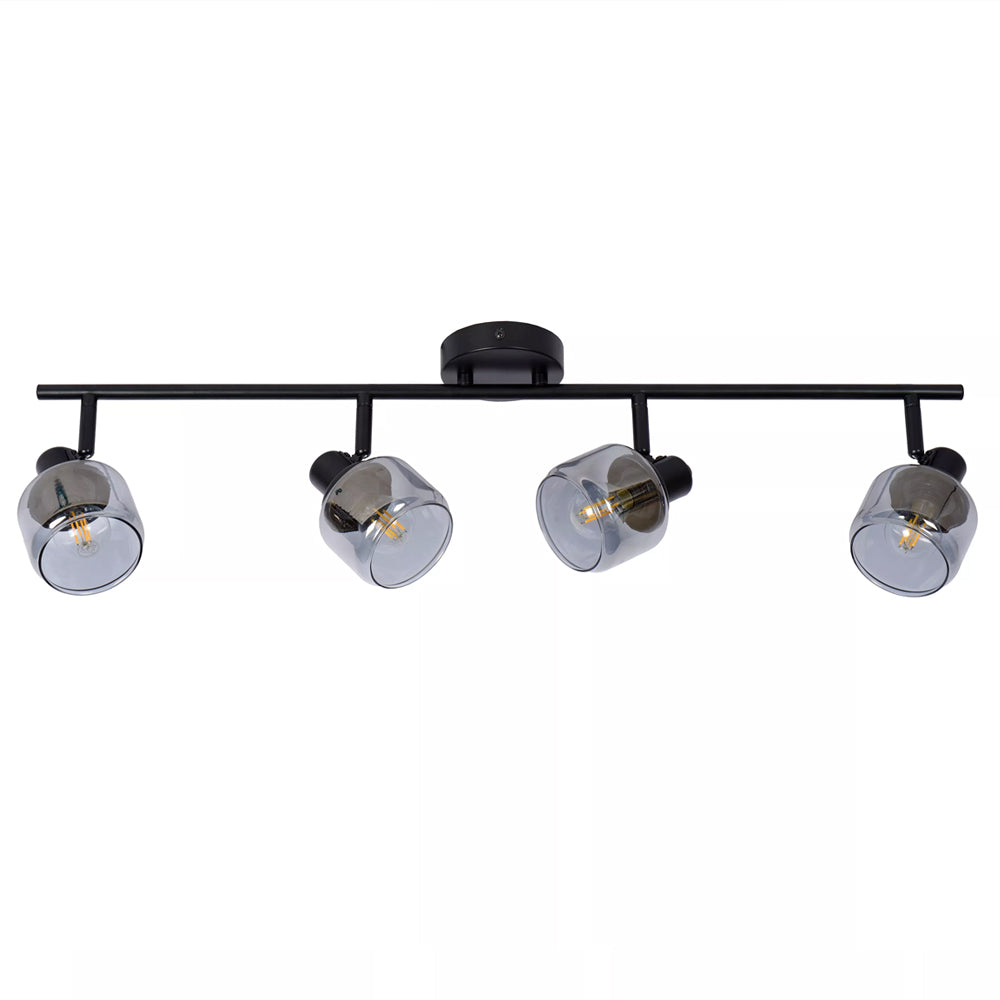 Lampara de techo metal negro vidrio humo 75x16.5cm  4x40W E14 - LULT0004