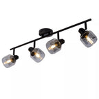 Lampara de techo metal negro vidrio humo 75x16.5cm  4x40W E14 - LULT0004
