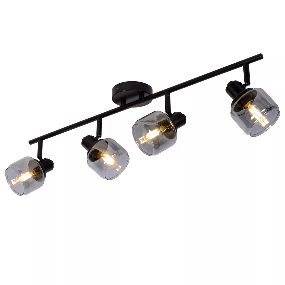 Lampara de techo metal negro vidrio humo 75x16.5cm  4x40W E14 - LULT0004