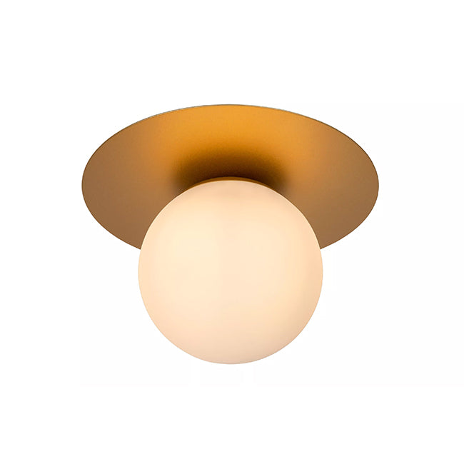 Plafón metal oro mate vidrio opal Ø25x17,5 cm E27 - LUPL0078