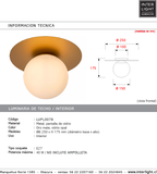 Plafón metal oro mate vidrio opal Ø25x17,5 cm E27 - LUPL0078