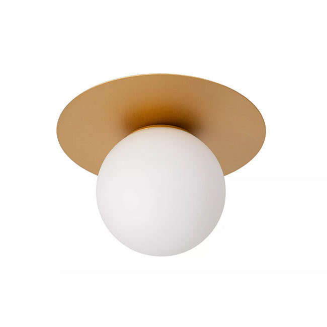 Plafón metal oro mate vidrio opal Ø25x17,5 cm E27 - LUPL0078