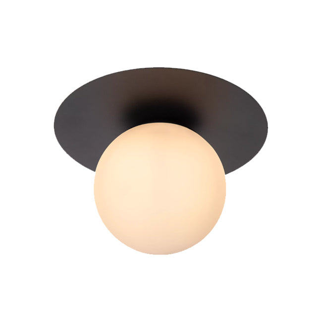 Plafón metal negro vidrio opal Ø25x17,5 cm E27  - LUPL0079