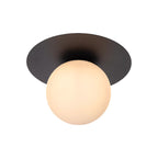 Plafón metal negro vidrio opal Ø25x17,5 cm E27  - LUPL0079