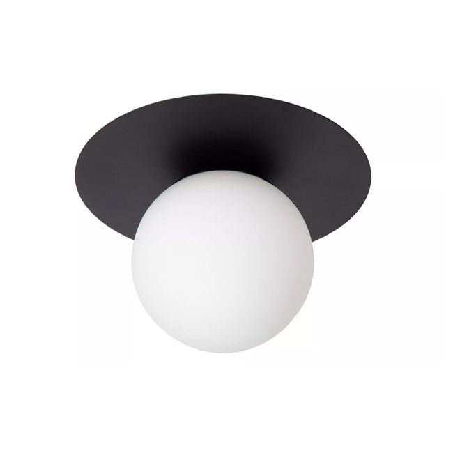 Plafón metal negro vidrio opal Ø25x17,5 cm E27  - LUPL0079