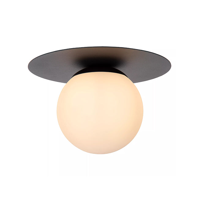 Plafón metal negro vidrio opal Ø25x17,5 cm E27  - LUPL0079