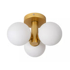 Plafón baño metal oro mate vidrio opal Ø28 cm 3xG9 - LUPL0080