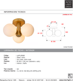 Plafón baño metal oro mate vidrio opal Ø28 cm 3xG9 - LUPL0080