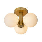 Plafón baño metal oro mate vidrio opal Ø28 cm 3xG9 - LUPL0080