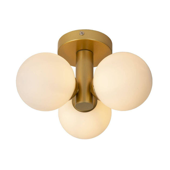 Plafón baño metal oro mate vidrio opal Ø28 cm 3xG9 - LUPL0080