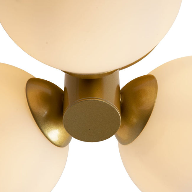 Plafón baño metal oro mate vidrio opal Ø28 cm 3xG9 - LUPL0080