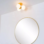 Plafón baño metal oro mate vidrio opal Ø28 cm 3xG9 - LUPL0080