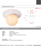Plafón metal blanco vidrio opal Ø25x17,5 cm E27 - LUPL0081