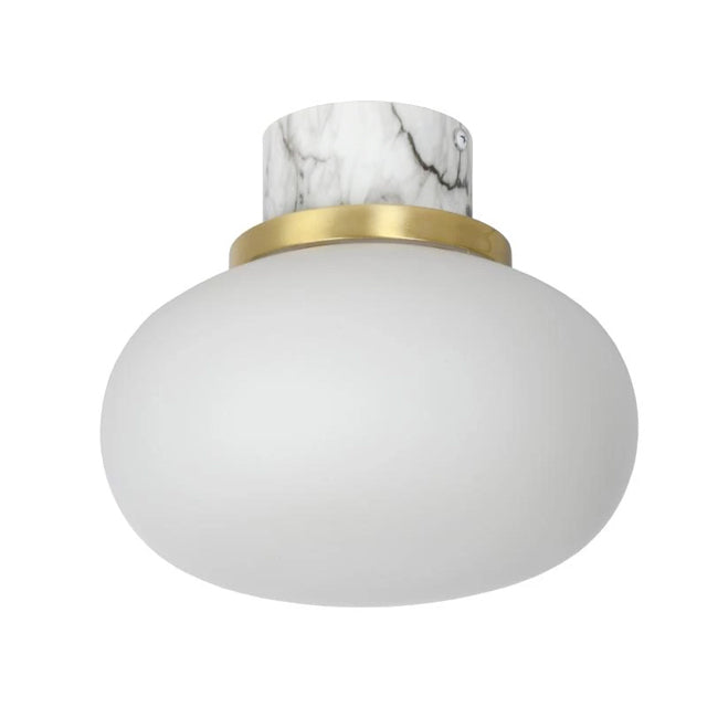 Plafón mármol blanco vidrio opal Ø23x20 cm IP44 E27 LUPL0122