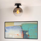 Plafón metal vidrio negro humo Ø20x24,5 cm E27 - LUPL0095