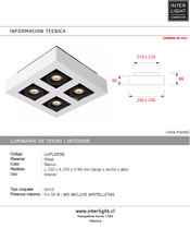 Cargar imagen en el visor de la galería, Plafón metal blanco25x25 cm 4 luces GU10 - LUPL0096
