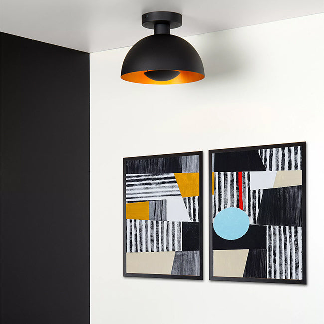 Plafón acero negro Ø25x18,5 cm E27 - LUPL0103