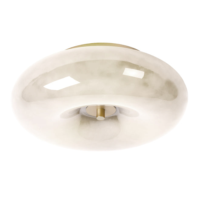 Plafón vidrio taupe oro mate Ø30x11 cm G9 3 luces - LUPL0105