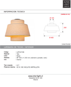 Plafón de tela beige Ø40 cm E27 - LUPL0106
