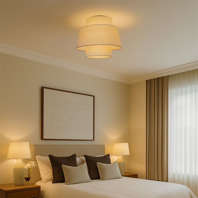 Plafón de tela beige Ø40 cm E27 - LUPL0106
