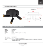 Plafón aluminio negro Ø25x23 cm 3 luces GU10 (MR11) - LUPL0110