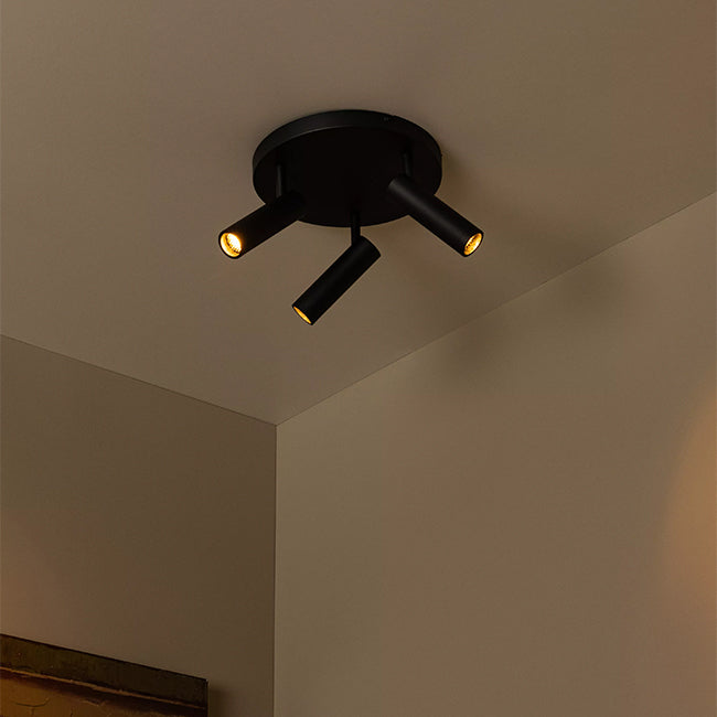 Plafón aluminio negro Ø25x23 cm 3 luces GU10 (MR11) - LUPL0110