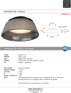 Plafón metal negro vidrio ahumado Ø35x16 cm 17,6W LED - LUPL0112