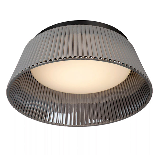 Plafón metal negro vidrio ahumado Ø35x16 cm 17,6W LED - LUPL0112