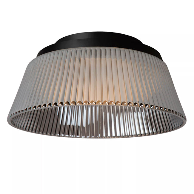 Plafón metal negro vidrio ahumado Ø35x16 cm 17,6W LED - LUPL0112
