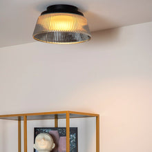 Cargar imagen en el visor de la galería, Plafón metal negro vidrio ahumado Ø35x16 cm 17,6W LED - LUPL0112
