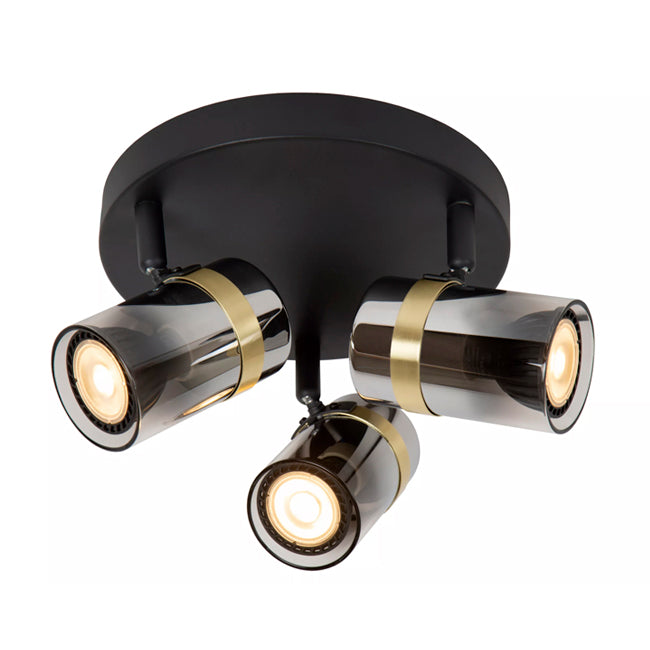 Foco de techo  meta negro vidrio humo Ø20x12 cm 3 luces GU10 - LUPL0113
