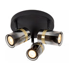 Foco de techo  meta negro vidrio humo Ø20x12 cm 3 luces GU10 - LUPL0113