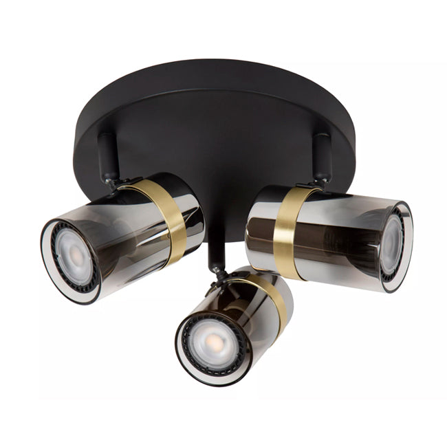 Foco de techo  meta negro vidrio humo Ø20x12 cm 3 luces GU10 - LUPL0113