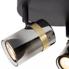 Foco de techo  meta negro vidrio humo Ø20x12 cm 3 luces GU10 - LUPL0113