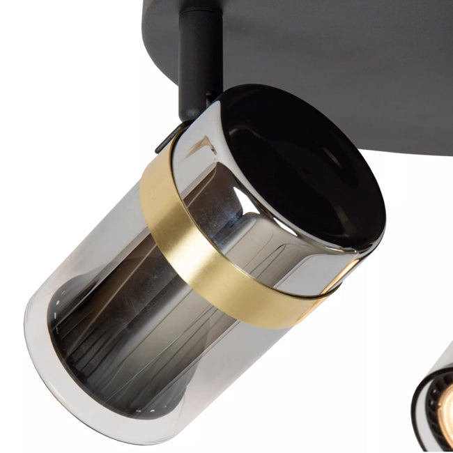 Foco de techo  meta negro vidrio humo Ø20x12 cm 3 luces GU10 - LUPL0113