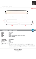 Plafón sintético negro dimeable 80x20x3,2 cm 36W - LUPL0115