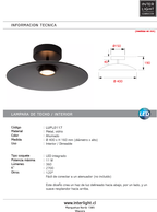 Plafón metal vidrio ahumado dimeable Ø 40 cm 11W - LUPL0117