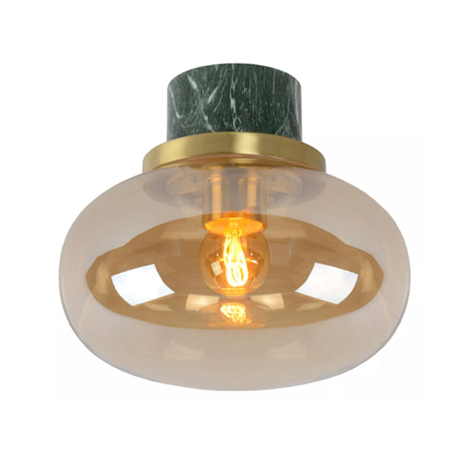 Plafón mármol Verde vidrio Ambar Ø23x20 cm IP44 E27 - LUPL0121