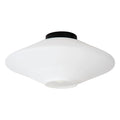 Plafón metal negro mas vidrio opal E27 - LUPL0124