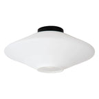 Plafón metal negro mas vidrio opal E27 - LUPL0124