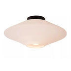 Plafón metal negro mas vidrio opal E27 - LUPL0124