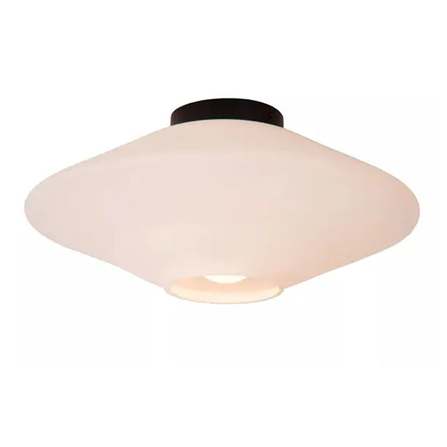 Plafón metal negro mas vidrio opal E27 - LUPL0124