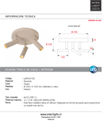 Plafón aluminio taupe Ø25x23 cm 3 luces GU10 (MR11) - LUPL0125