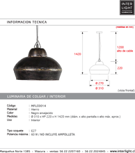 Cargar imagen en el visor de la galería, Lámpara colgante metal negro Ø31 cm E27 - MFLC0014
