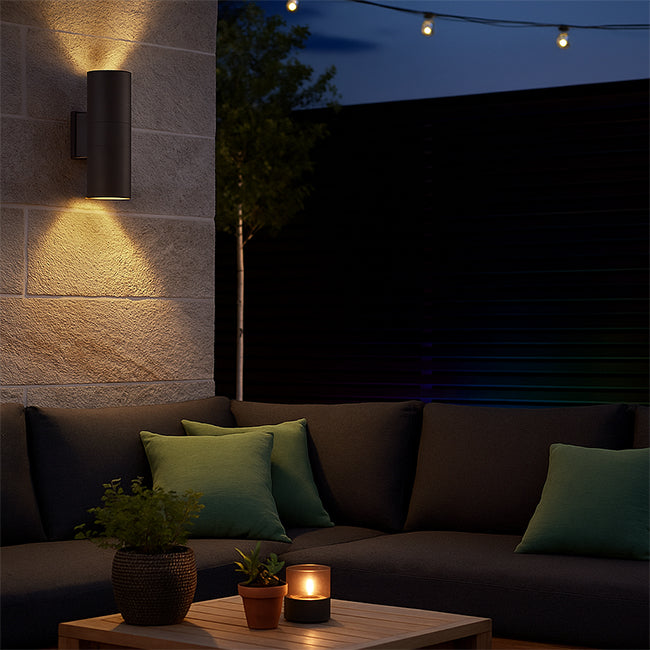 Foco metal negro exterior / bidireccional  IP 54 Ø 9x26 cm 2 luces E27 - MUFO0058