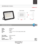 Proyector de área aluminio vidrio negro exterior IP65  17,5x12,5 cm  LED 50W - MUFO0110