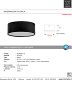 Foco metal negro sobrepuesto Ø 12x4,8 cm LED 12W IP44 - MUFO0113