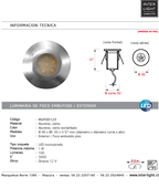 Foco embutido aluminio vidrio piso corte Ø 3,5 directo 12V cm LED 1 W - MUFO0123