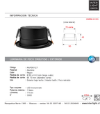 Foco embutido retraído aluminio negro Ø9x4,3 cm LED 7W IP44 - MUFO0127
